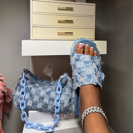 Checkered Shoe/Purse Set