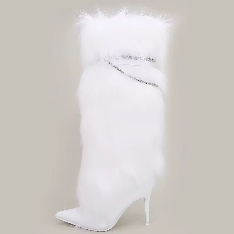 Plush metal chain boots